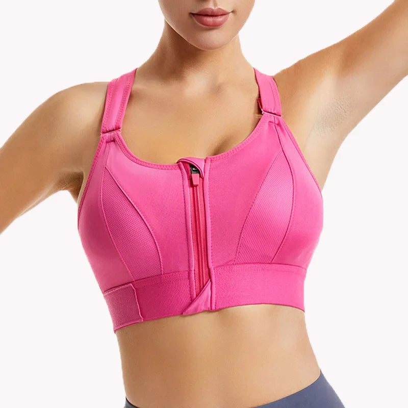 Free Shipping For Front Zippered Sports Bra for Women - High Strength Shockproof Running Vest (S-5XL)