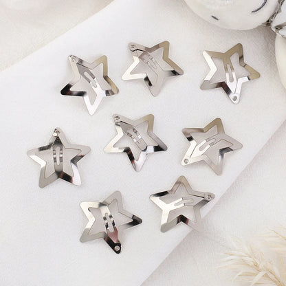 Free shipping for 10Pcs BB Hair Clips Silver Star Y2K  Women Grils Cute Metal Star Hair Clips Side Barrettes Hair Grip Hair Accessories Headwear