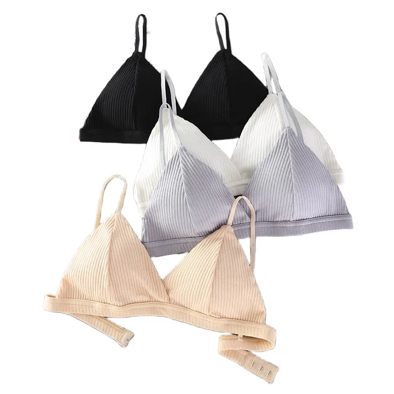 Simple Solid Push-Up Bralette - Cotton, Seamless, Wire-Free