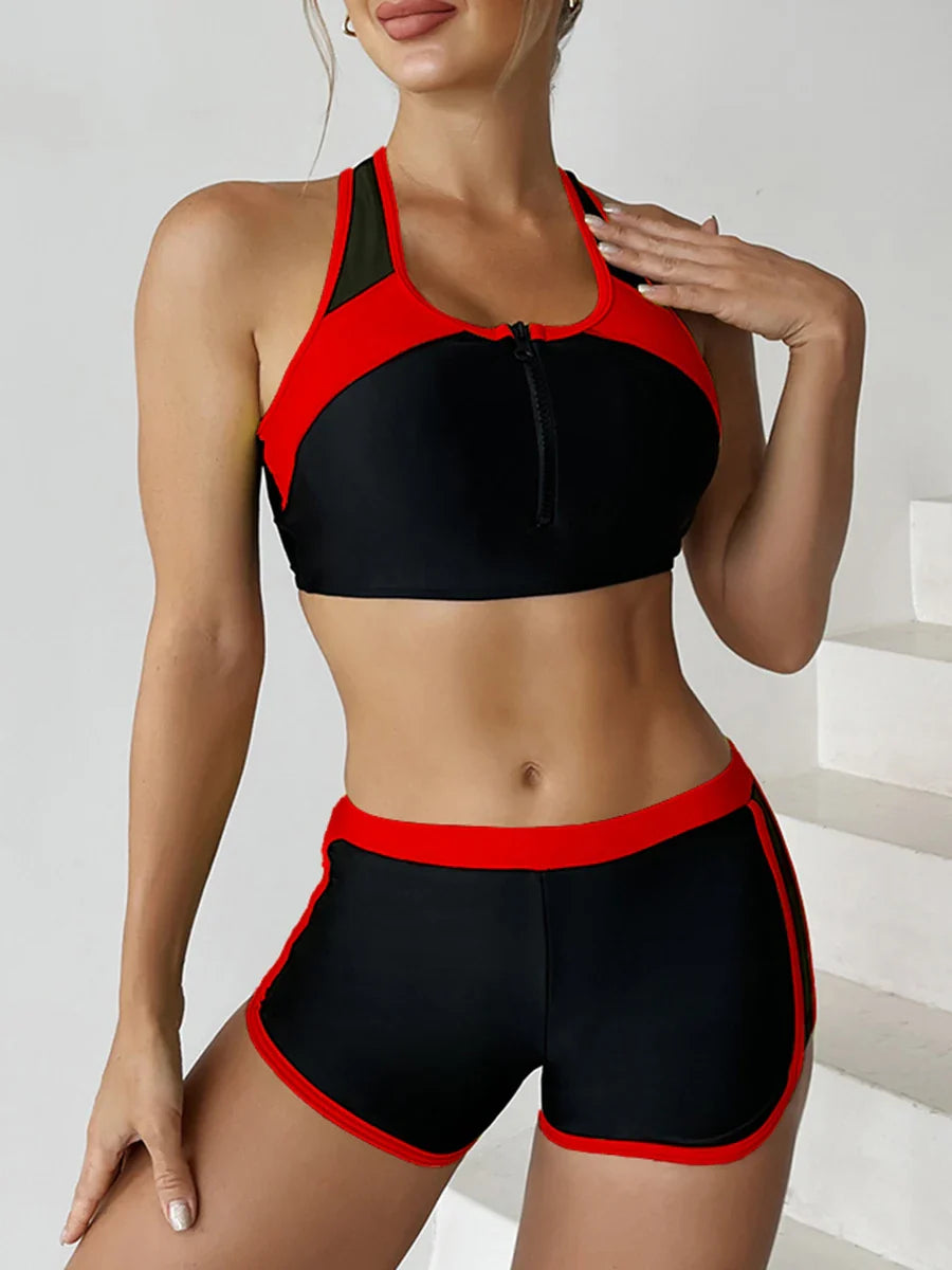 Free Shipping For Sporty Chic Zipper Bikini Set - Beachwear & Beyond (S-XXL)