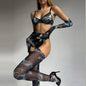 Free Shipping For Trendy Tie-Dye Lingerie Set - Lace Bra, Stockings, Gloves (S-L)