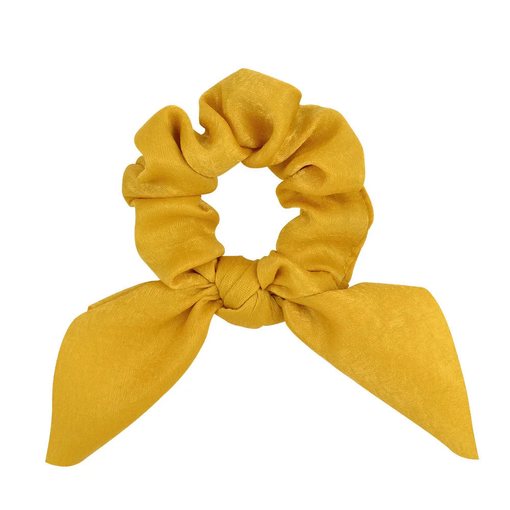 Free shipping for New Chiffon Bowknot Elastic Hair Bands For Women Girls Solid Color Scrunchies Headband Hair Ties Ponytail Holder Hair Accessorie