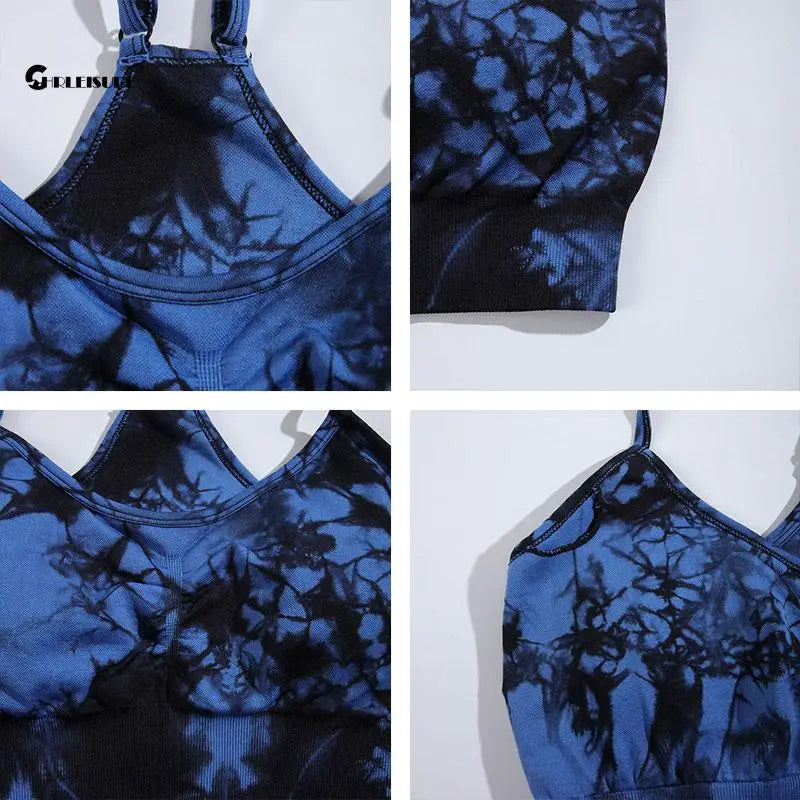 Tie Dye Sports Bra - Elastic Slim Fit with Chest Pad (S-XL)