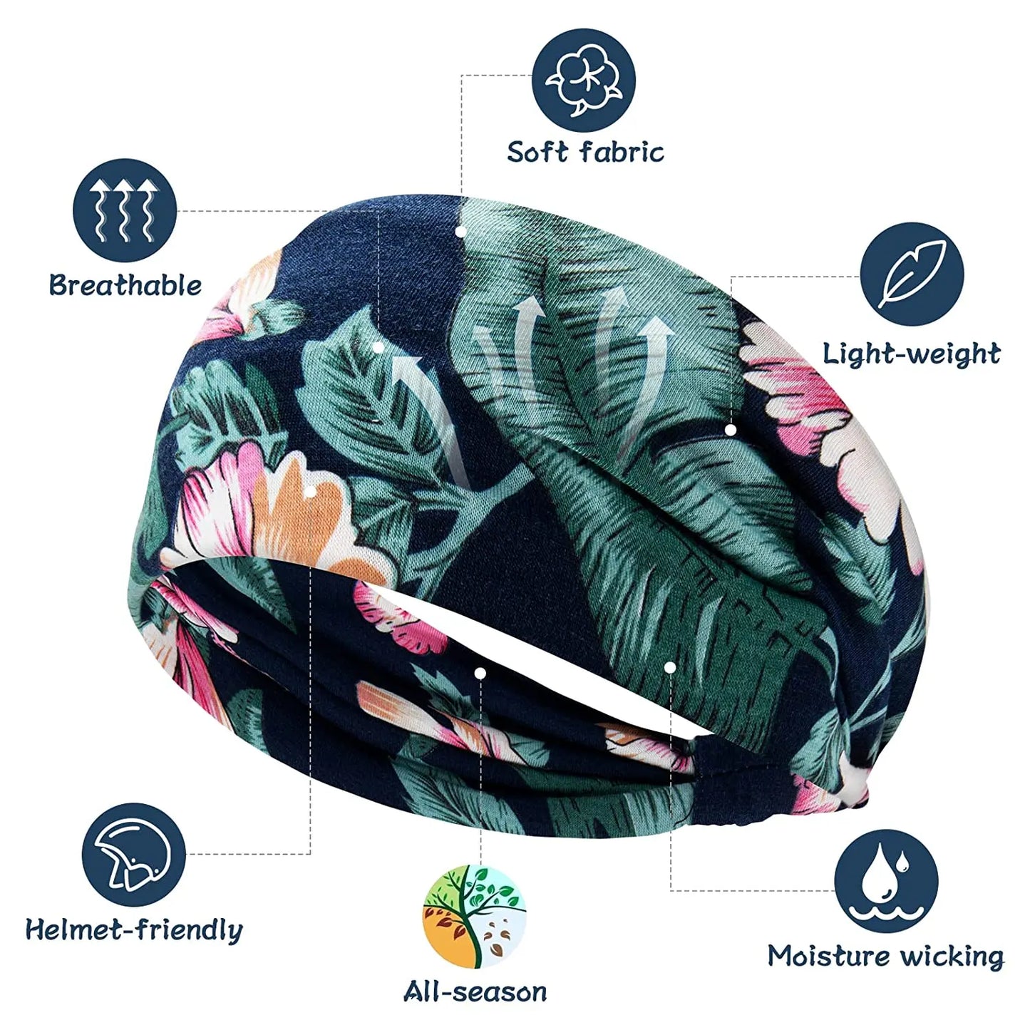 Free shipping for Wide Bandana headbands for Women  Bandeau Headbands Knot Hair Scarf Bands Stretch Floral Printed Non Slip Headbands Elastic