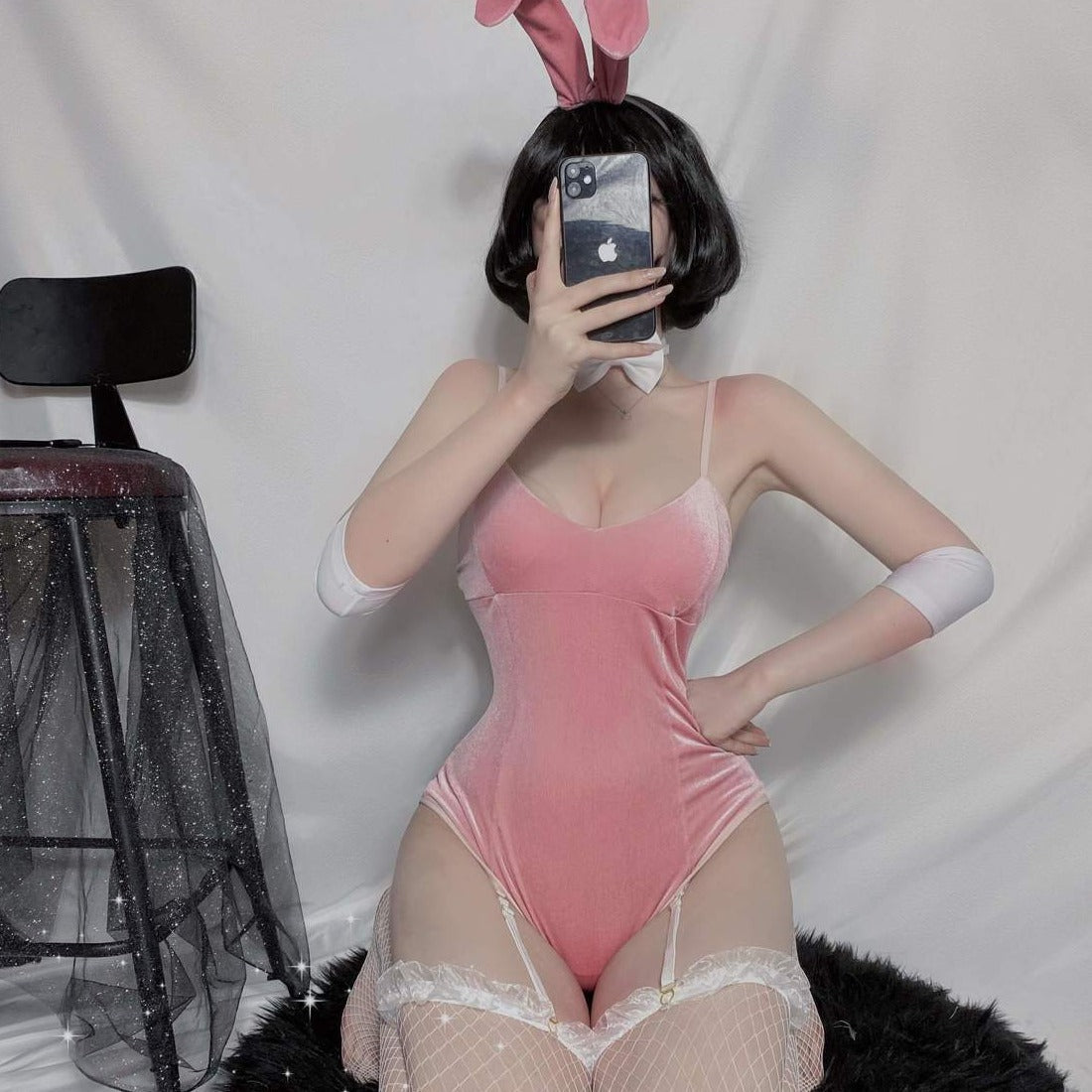 Free Shipping For Sexy Pink Bunny Girl Costume