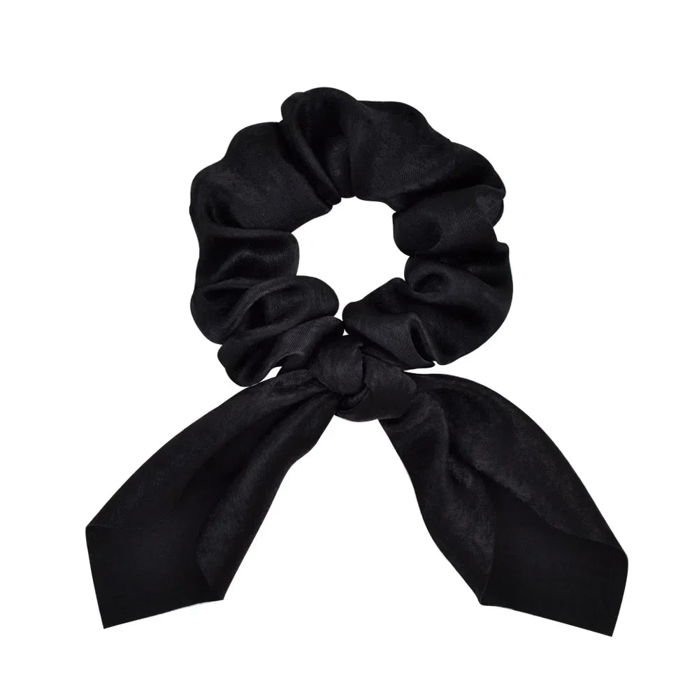 Free shipping for New Chiffon Bowknot Elastic Hair Bands For Women Girls Solid Color Scrunchies Headband Hair Ties Ponytail Holder Hair Accessorie