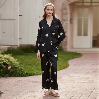 Free Shipping For Ice Silk Comfort - High-End Lapel Pajama Set for Spring/Summer (S-L)