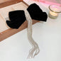 Free shipping for Velvet Inlaid Rhinestone Pearl Bow Hair Clip for Women Korean Fashion Exaggerated Hair Claws Exaggerated Hair Accessories