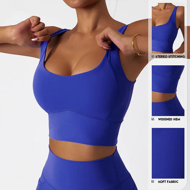 Skin-Friendly Sports Bra with Chest Pad - Comfortable Tank Top ( S-XL )