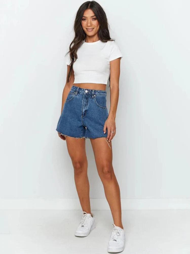 Casual O-Neck Knit Crop Top