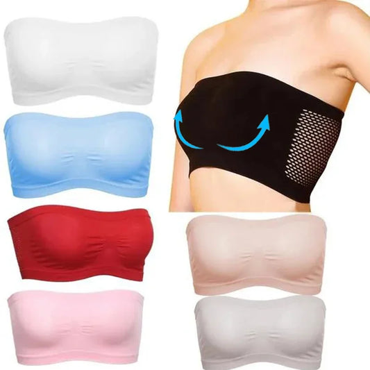 Free shipping for Summer Breathable Mesh Tube Bra Invisible Strapless Crop Tops for Women Ladies Sexy Bralette Bra Bandeau Boob Homewear Underwear