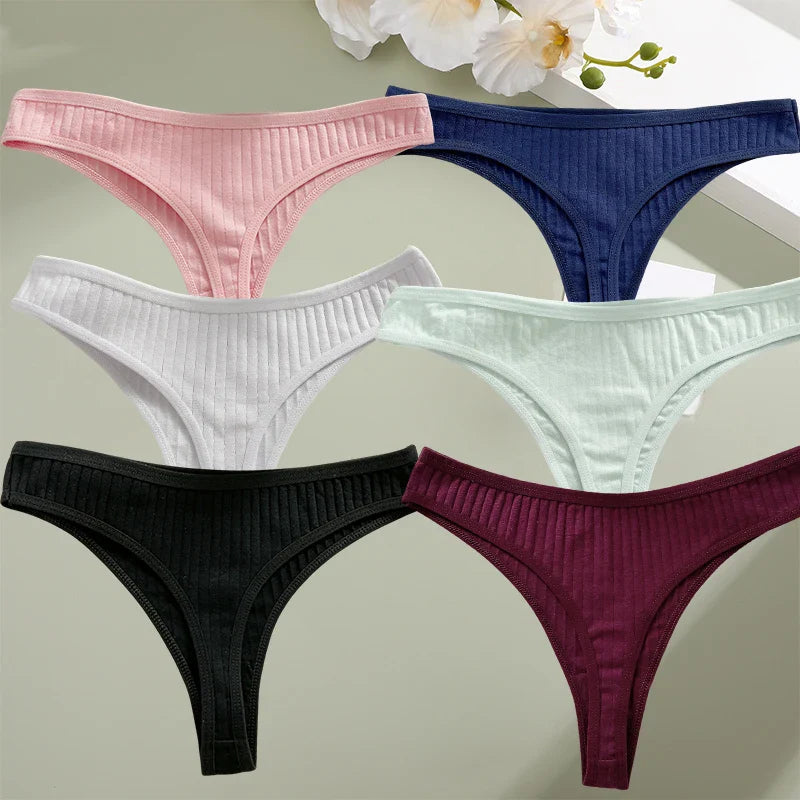 Free Shipping For Cotton Thongs- G-String Women's Underwear 6PCS (S-XL)