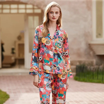 Free Shipping For Ice Silk Comfort - High-End Lapel Pajama Set for Spring/Summer (S-L)