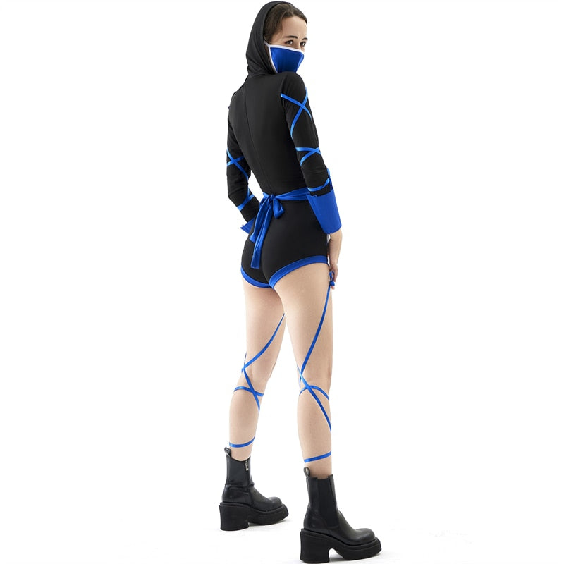 Free Shipping For Sexy Blue Ninja Costume