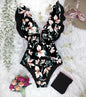 Free Shipping For Floral Printed Ruffle One Piece Swimsuit - Tropical Summer Beachwear (S-XL)