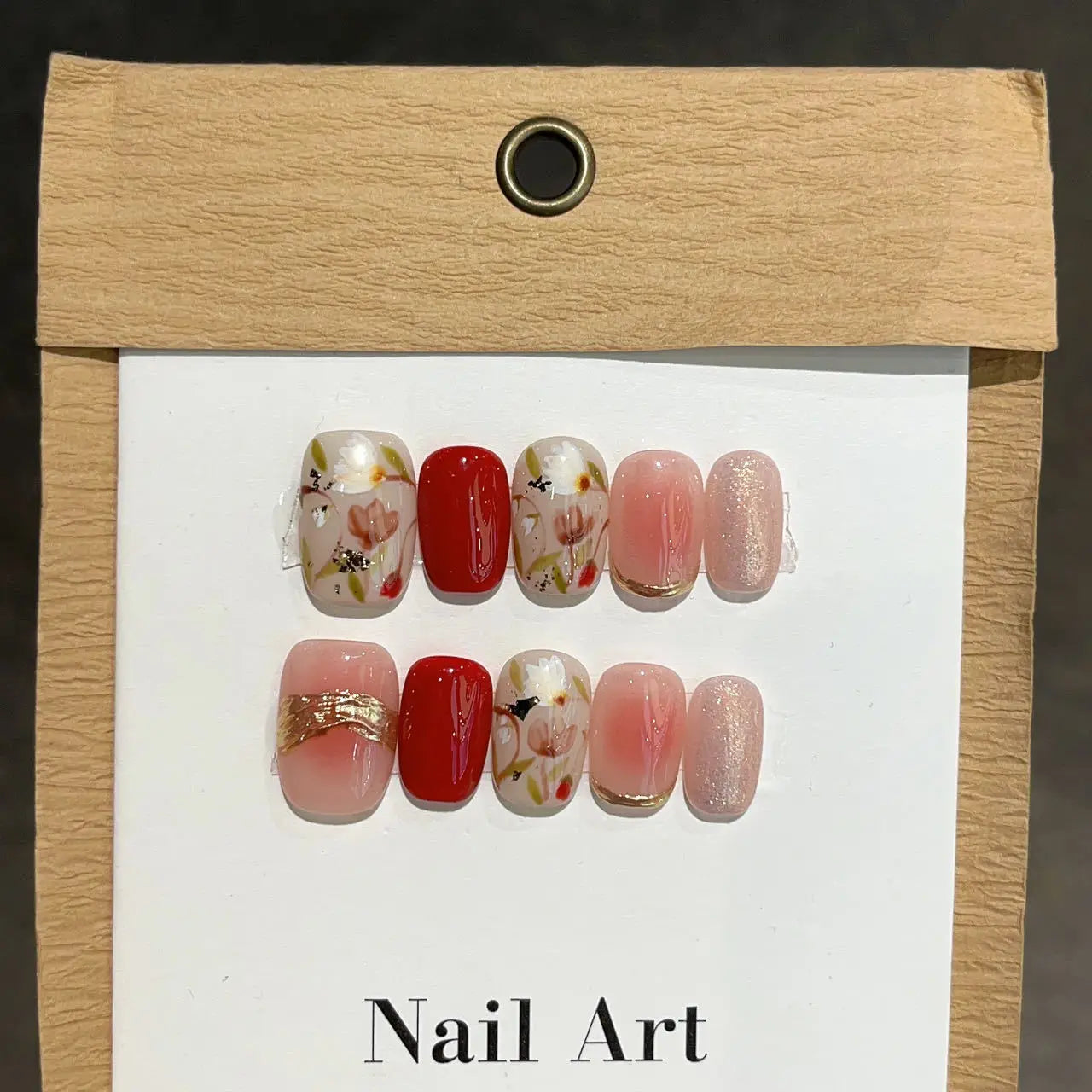 Free shipping for 10Pcs Shiny Handmade Press On Nails Short Ballerina Artificial Full Cover Cat Eye Rose Design Fake Nails Wearable Manicure Nails