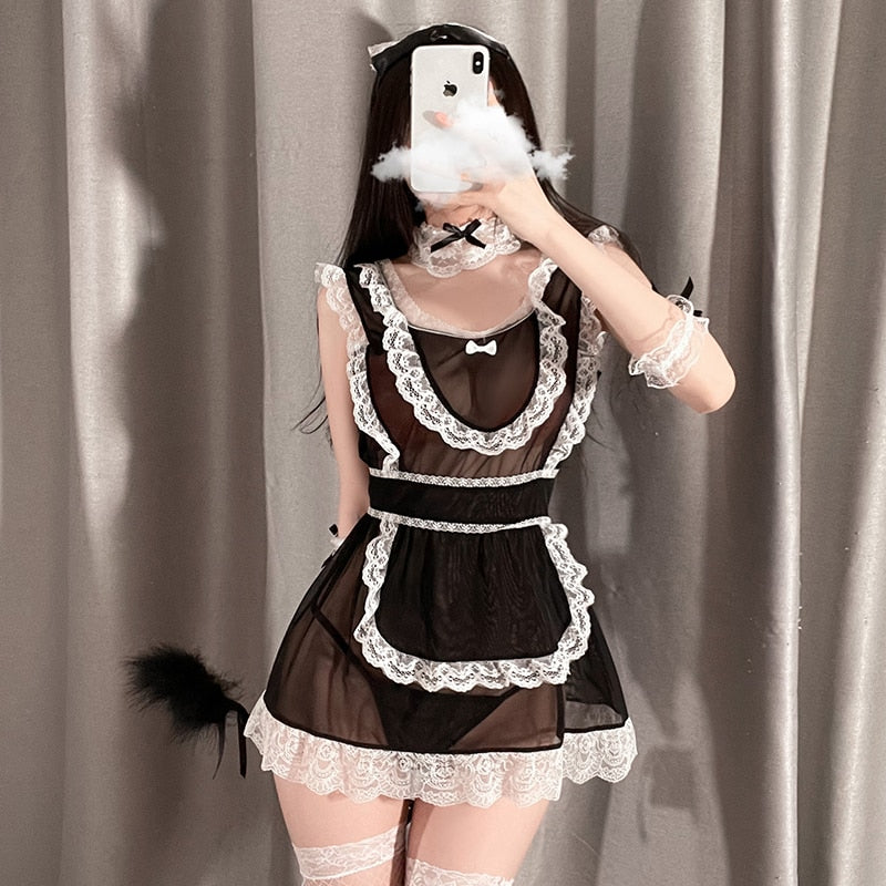 Free Shipping For See Through Maid Costume