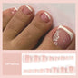 Free shipping for Fashion Nude Pink DIY Pedicure French Fake Toenails With Designs Removable Square Short Toe Nails Press On Nails False Toenail