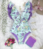 Free Shipping For Floral Printed Ruffle One Piece Swimsuit - Tropical Summer Beachwear (S-XL)