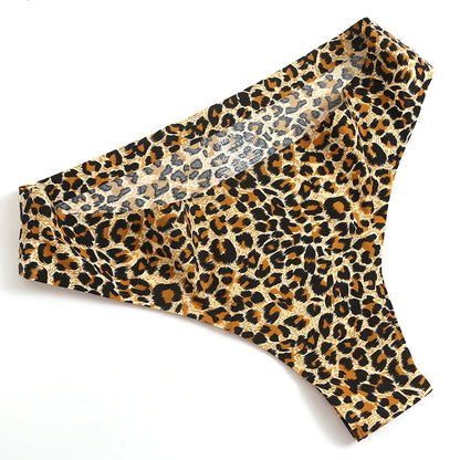 Free Shipping For Fashion Leopard Bikini Briefs - Seamless Underwear Satin Lingerie 3PCs ( S-L)