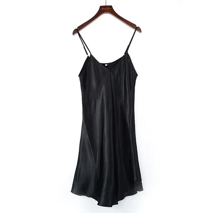 Free Shipping For Silk Satin Night Dress - Sleeveless V-neck Nightgown (M-XXL)