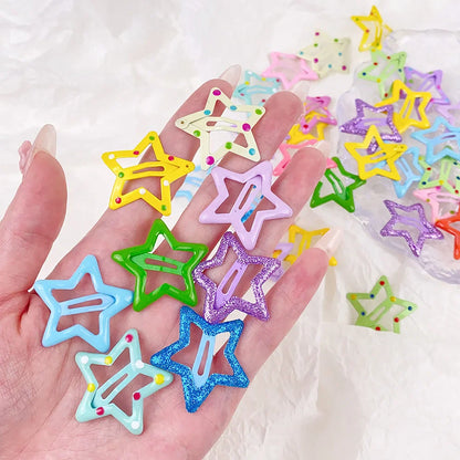 Free shipping for 10Pcs BB Hair Clips Silver Star Y2K  Women Grils Cute Metal Star Hair Clips Side Barrettes Hair Grip Hair Accessories Headwear