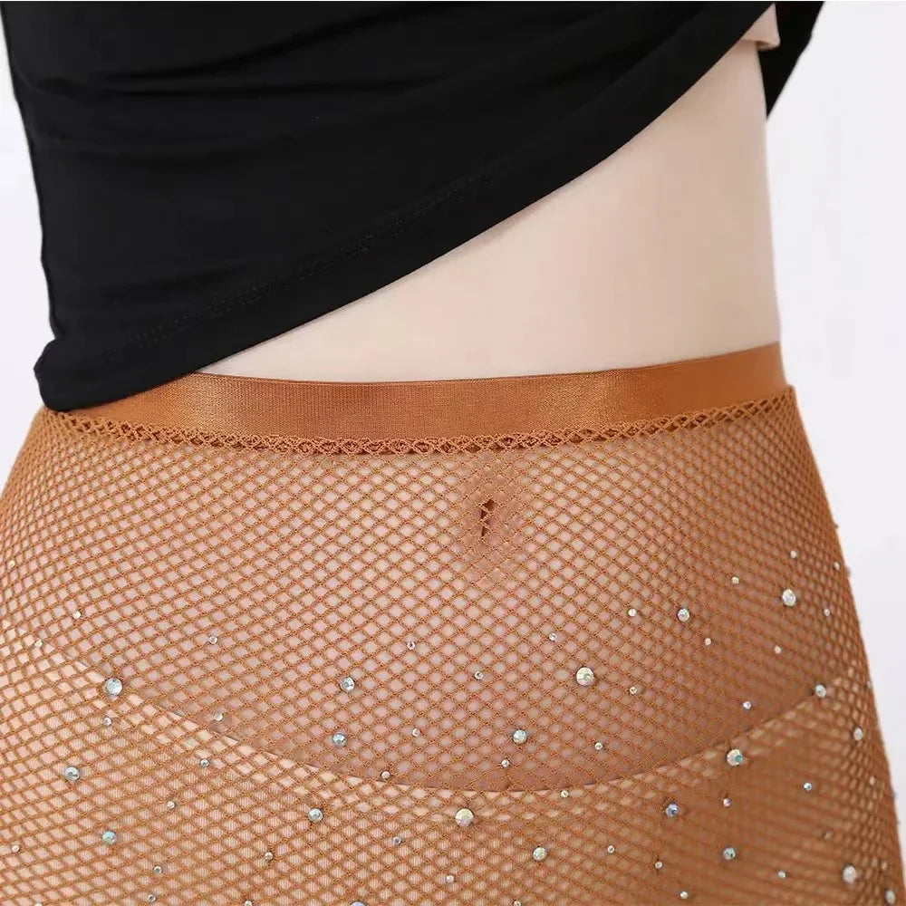 Free Shipping For Rhinestone Ballroom & Latin Dance Stockings - Professional Shiny Fishnet