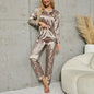 Long Sleeve Pajamas Set - Button-Down Print Shirt with Trousers (S-XL)