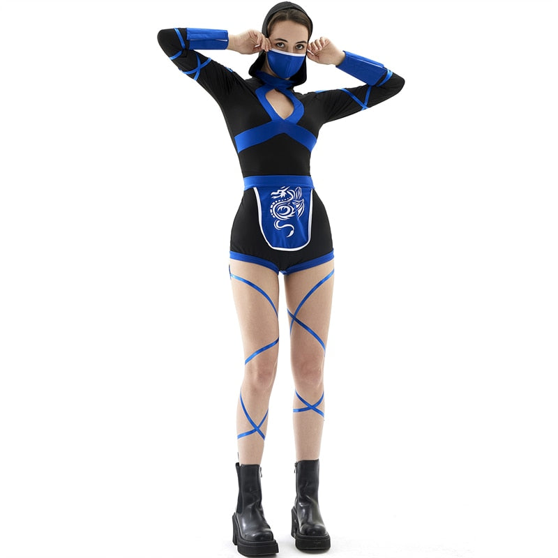 Free Shipping For Sexy Blue Ninja Costume