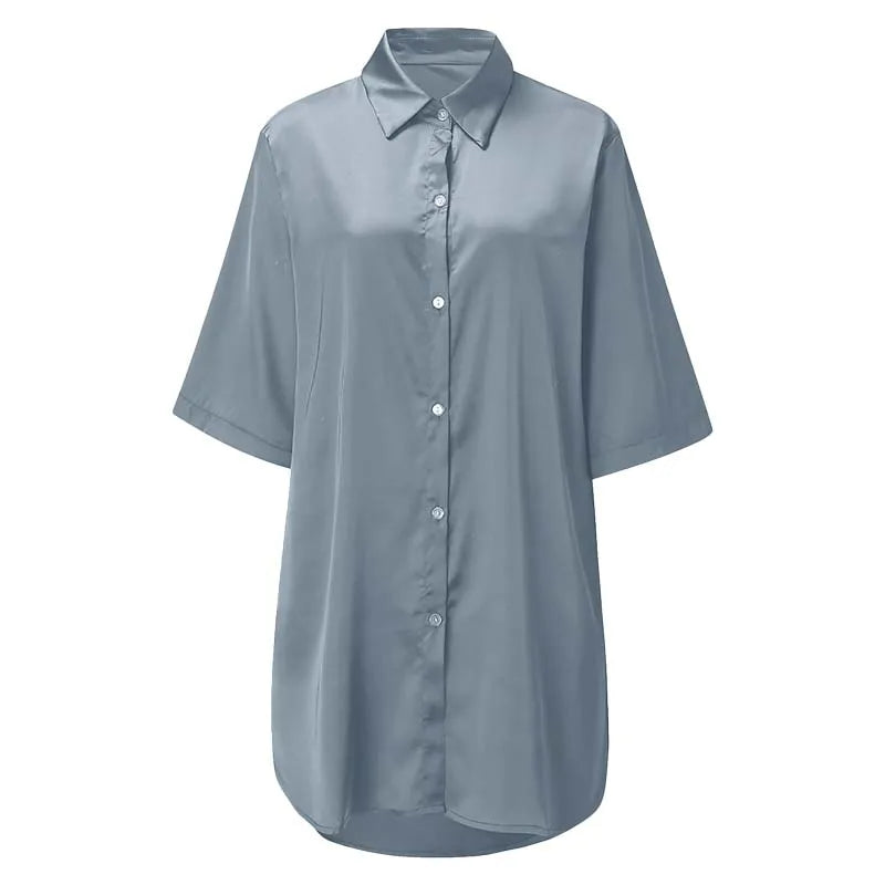 Free Shipping For Solid Color Half Sleeve Nightshirt - Cozy Home Sleepwear (M-2XL)