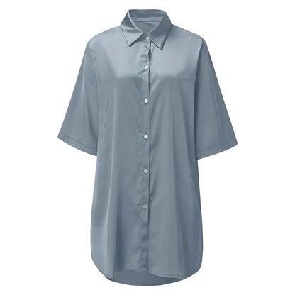 Free Shipping For Solid Color Half Sleeve Nightshirt - Cozy Home Sleepwear (M-2XL)