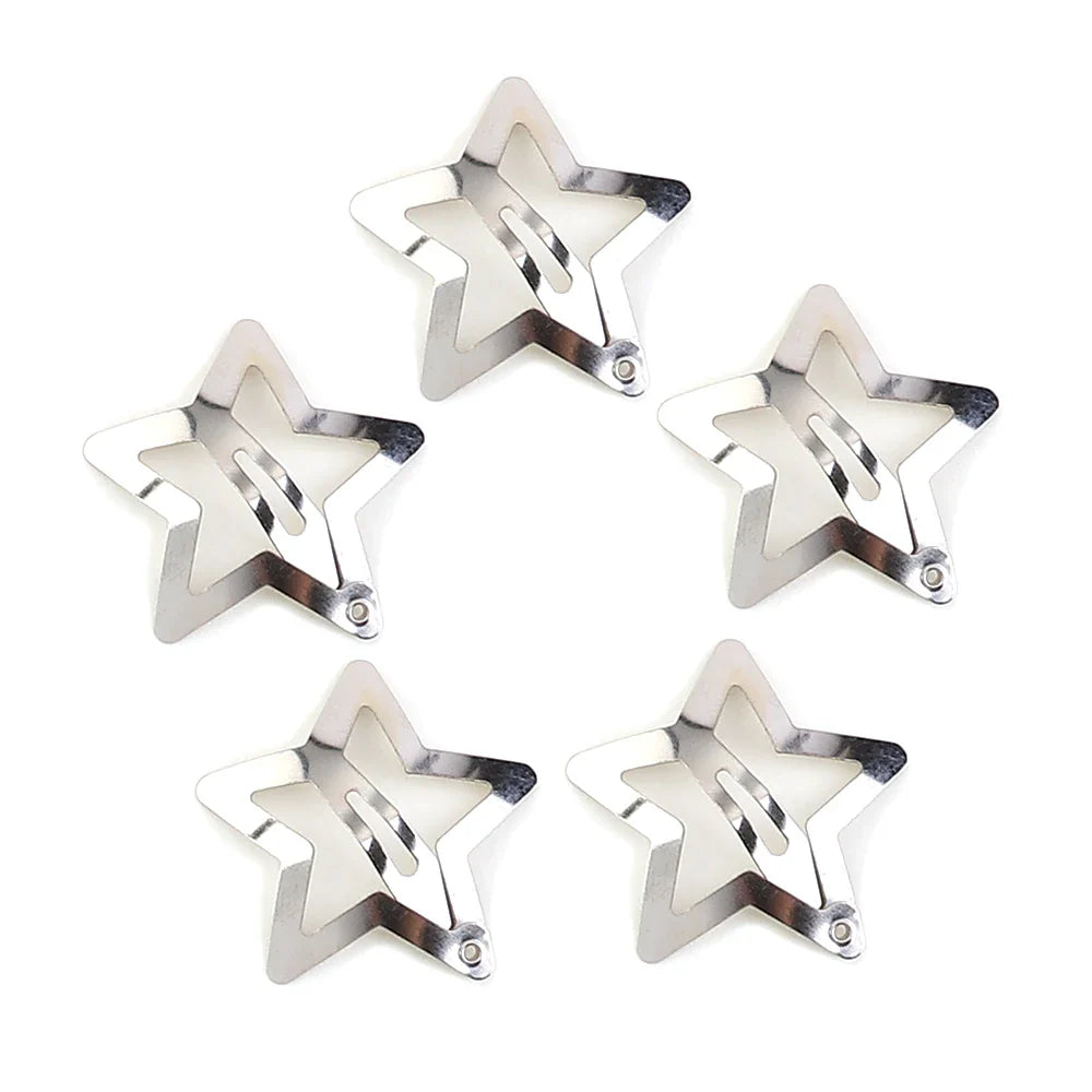 Free shipping for 10Pcs BB Hair Clips Silver Star Y2K  Women Grils Cute Metal Star Hair Clips Side Barrettes Hair Grip Hair Accessories Headwear