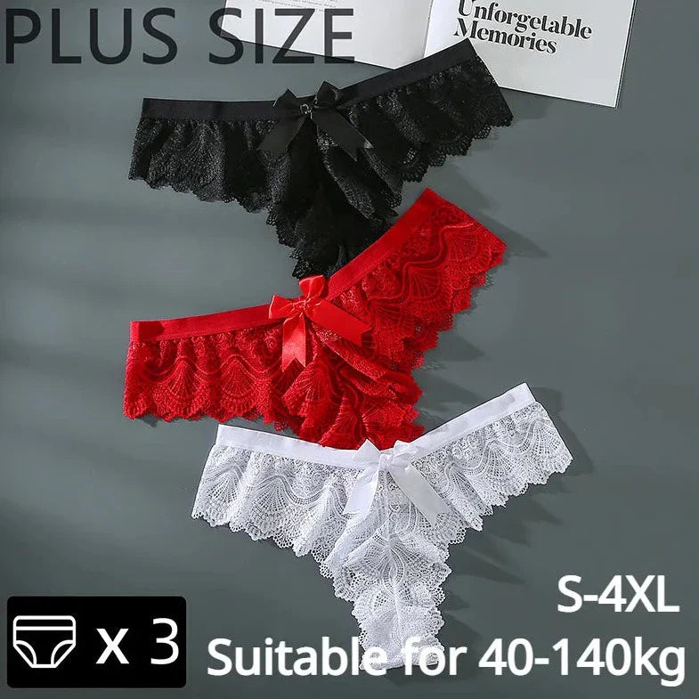 Free Shipping For LaceLux - Breathable Low-Rise Lace Briefs (S-4XL) - 3PCS