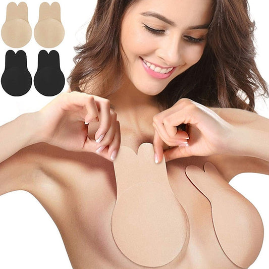 Women Push Up Bras for Self Adhesive Silicone Strapless Invisible Bra Reusable Sticky Breast Lift Up Tape Kawaii Rabbit Bra Pads