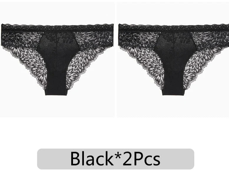 Free Shipping For Trendy Lace Delight - 2Pcs/Set Low-Rise Floral Lace Panties (S-XL)