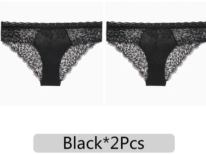 Free Shipping For Trendy Lace Delight - 2Pcs/Set Low-Rise Floral Lace Panties (S-XL)