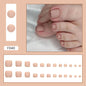 Summer French Toe Nails Set Press On Short Square Acrylic Nail Kits Wearable False Nails Nude Color Fashion Fake Feet Nail Tips