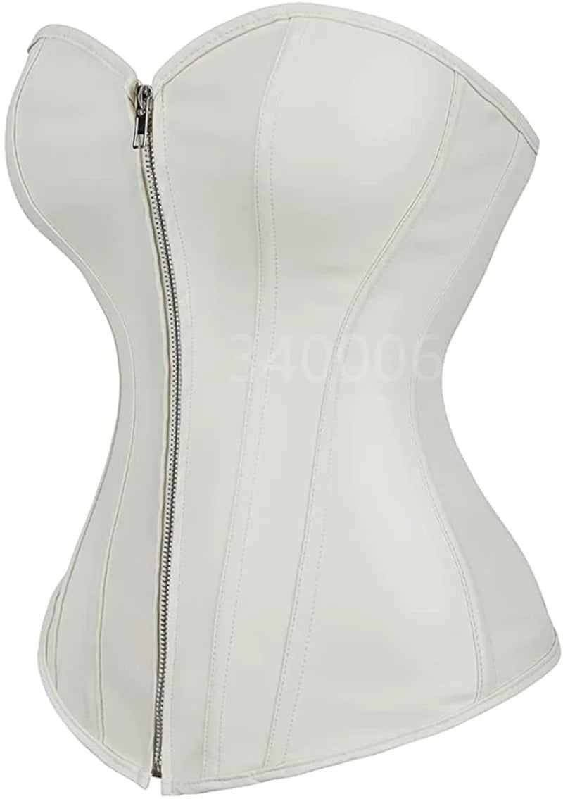 Free Shipping For Faux Leather Overbust Corsets - Zippered Waist Cinchers (XS-6XL)