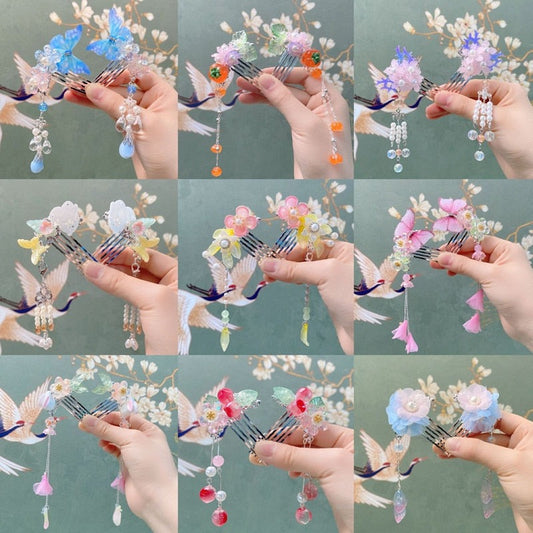 Free Shipping For Hivava Heavenly Butterfly Garden Cottagecore Princesscore Fairycore Soft Girl Kawaii Hair Comb Pin Accessory Set