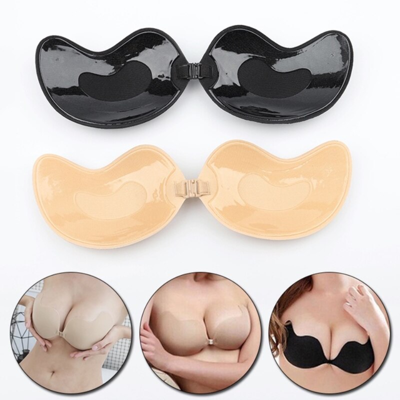 Women Self Adhesive Strapless Bandage Backless Solid Bra Stick Gel Silicone Push Up Underwear Invisible Bra Bust Braces Support