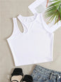 Free Shipping For Sexy Rib-knit Tank Top for Women Summer Solid O-neck Sleeveless Crop Tops Street Vintage Korean Fashion Shirt Vest Clothes