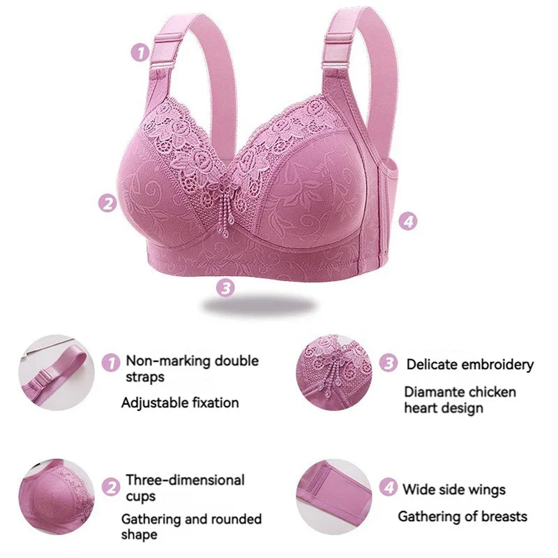 Luxurious Lace - Large Size Push-Up Bra with Breathable Comfort and Adjustable Fit