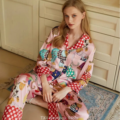 Free Shipping For Ice Silk Comfort - High-End Lapel Pajama Set for Spring/Summer (S-L)