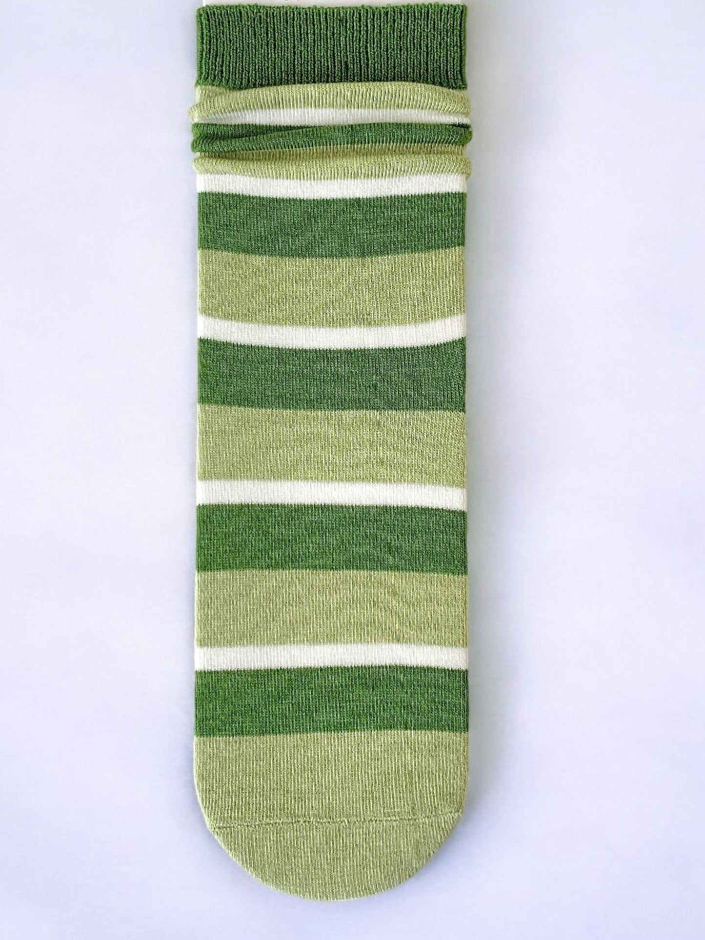 Women's Striped and Heart Embroidered Socks in Green Tones