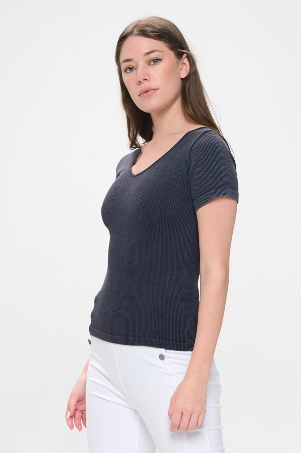 Reversible Stonewashed Ribbed Top