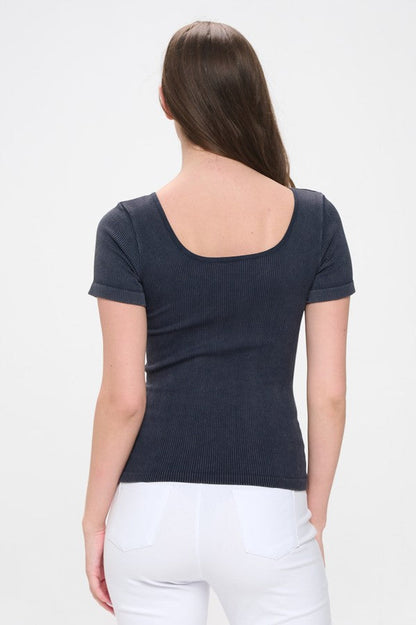 Reversible Stonewashed Ribbed Top