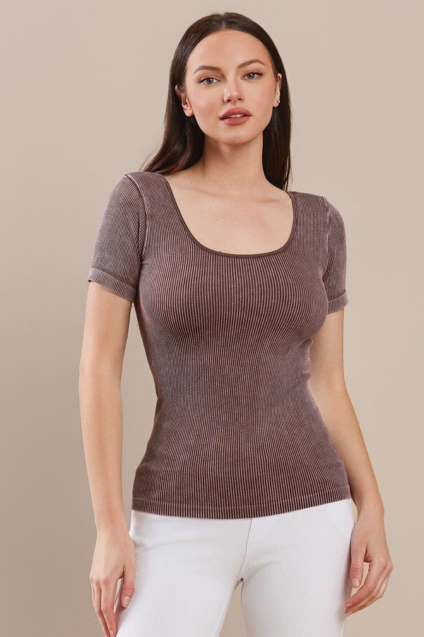 Reversible Stonewashed Ribbed Top