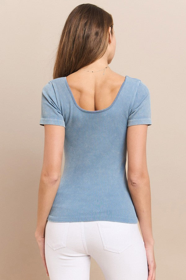 Reversible Stonewashed Ribbed Top