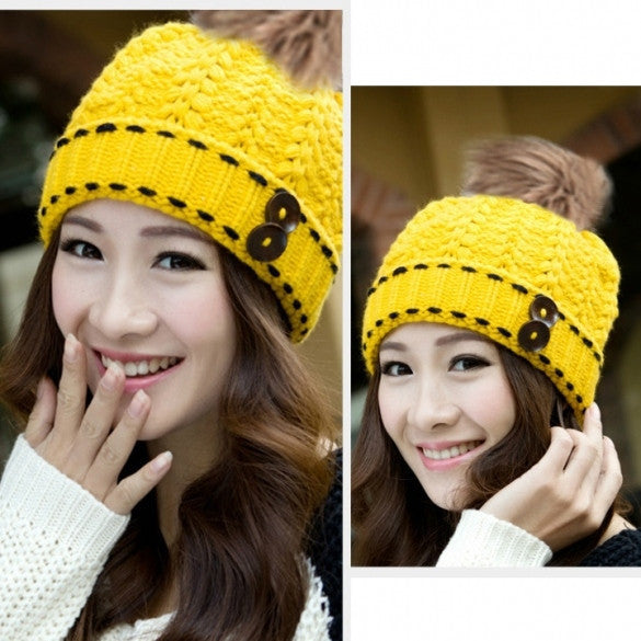 Women's Winter Warm Hats Braided Crochet Hats Ski Beanie Caps Earmuff Knitting Cap