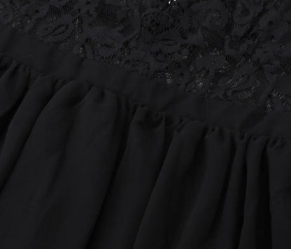 Deep V-neck V-back Backless Lace Little Black Dress